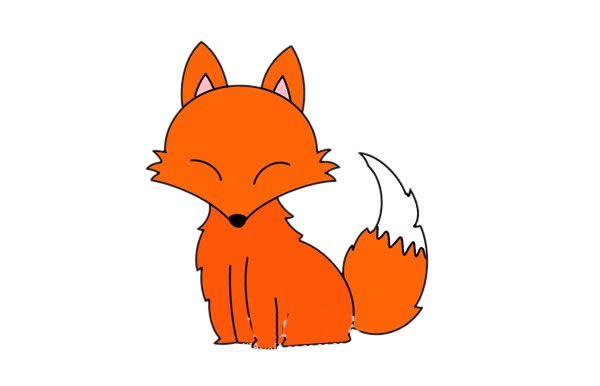 步骤六:最后给狐狸涂颜色,这样卡通狐狸简笔画就完成了!